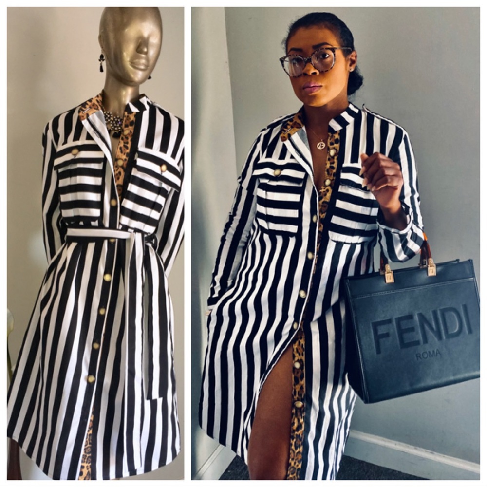 Cotton button down shirt dress